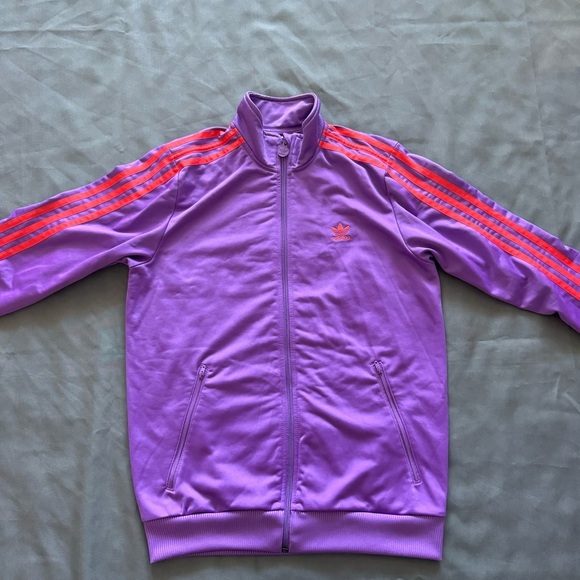 Adidas Firebird Track Top Jacket XL Purple & Red/Orange Stripes Rare Color Women - Picture 2 of 14